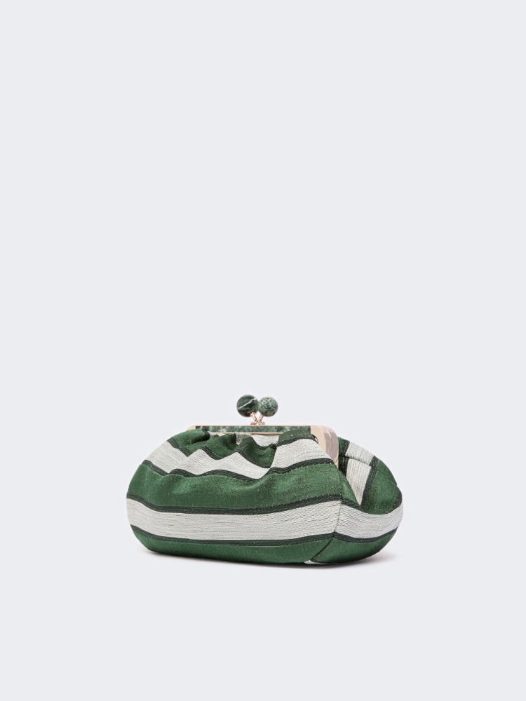 Medium Pasticcino Bag in linen, silk and cotton jacquard - SAGE GREEN - 2