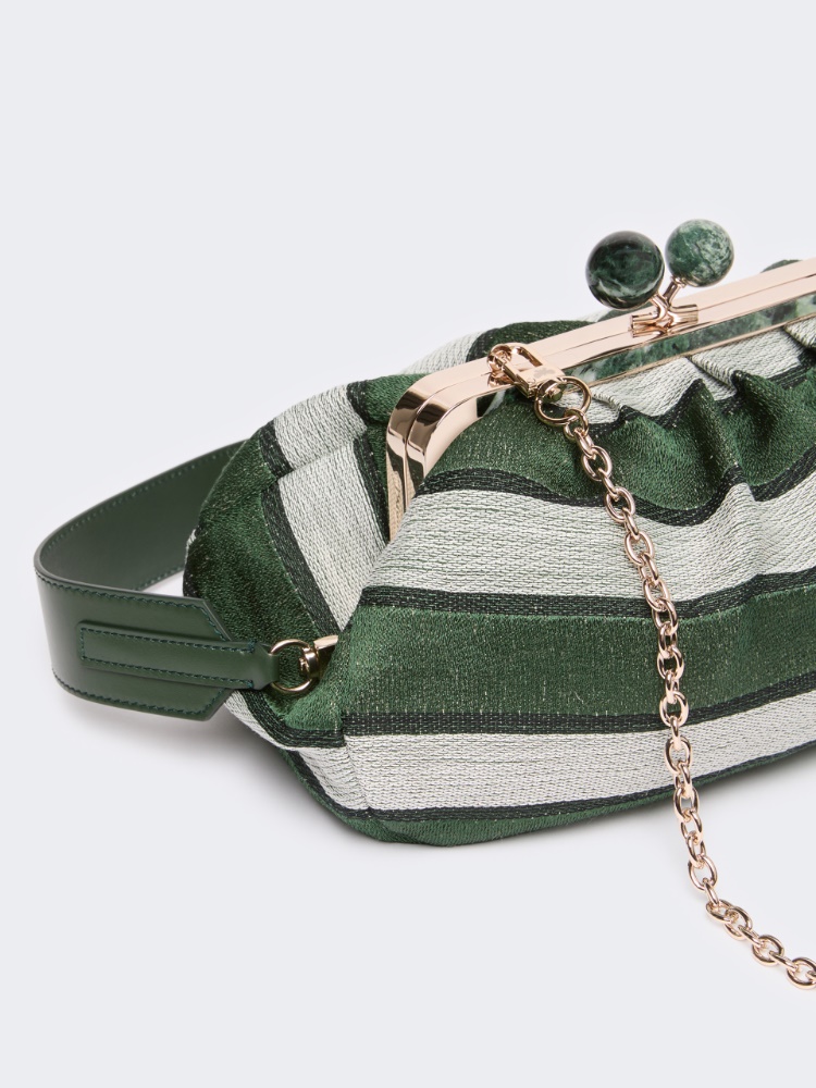 Medium Pasticcino Bag in linen, silk and cotton jacquard - SAGE GREEN - 3
