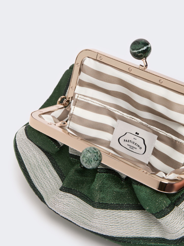 Medium Pasticcino Bag in linen, silk and cotton jacquard - SAGE GREEN - 5