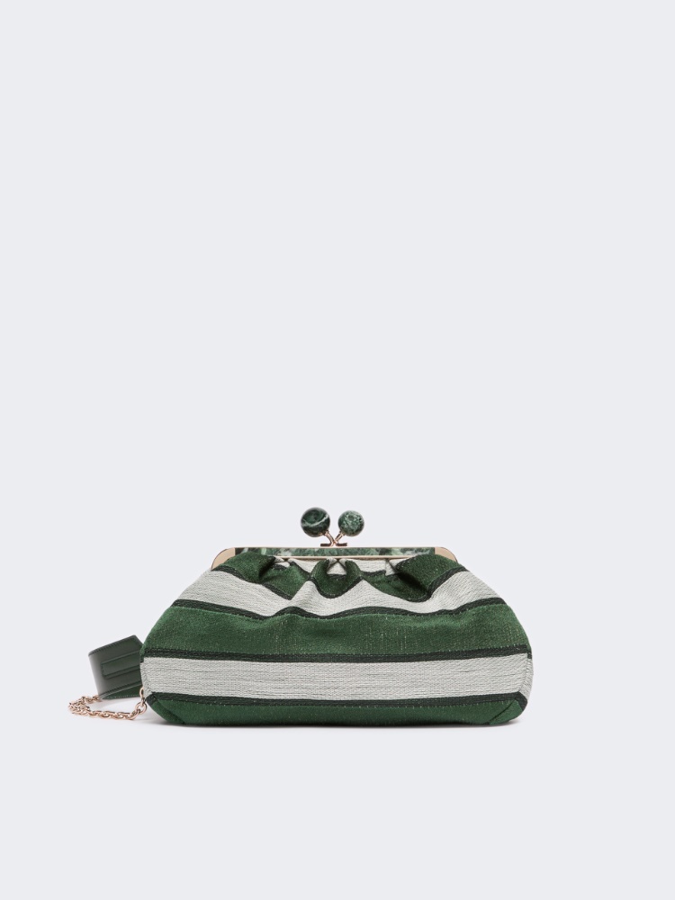 Medium Pasticcino Bag in linen, silk and cotton jacquard - SAGE GREEN