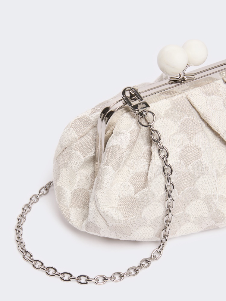 Small Pasticcino Bag in linen, silk and cotton jacquard - WHITE - 3