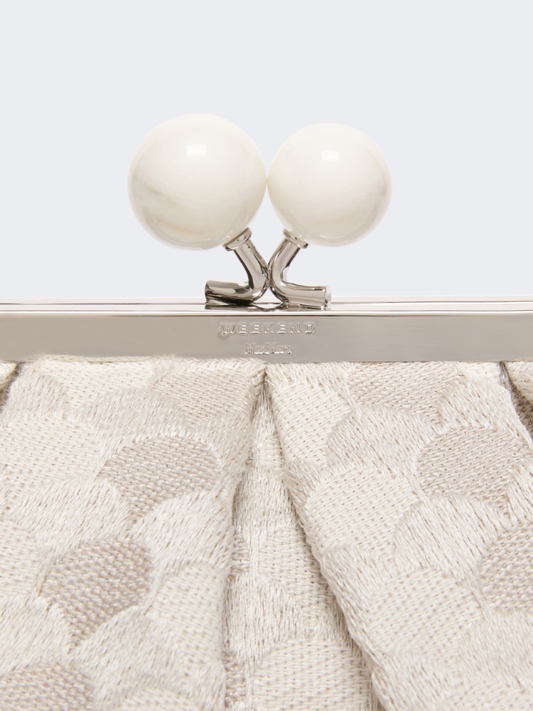Small Pasticcino Bag in linen, silk and cotton jacquard - WHITE - 4