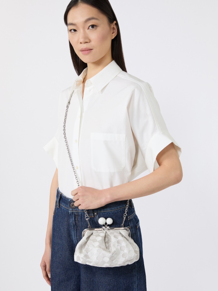 Small Pasticcino Bag in linen, silk and cotton jacquard - WHITE