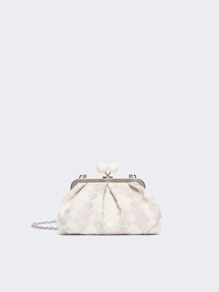 Small Pasticcino Bag in linen, silk and cotton jacquard - WHITE
