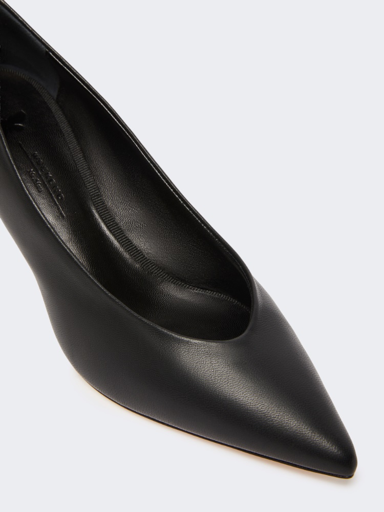 Nappa-finish sheepskin court shoes - BLACK - 3