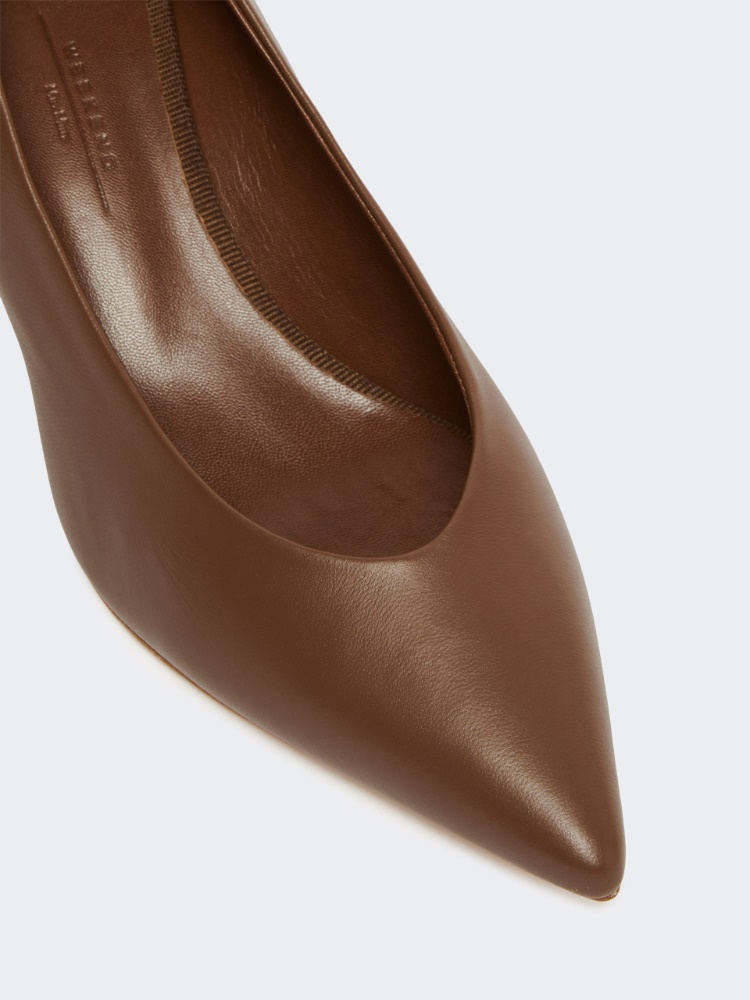 Nappa-finish sheepskin court shoes - TOBACCO - 3