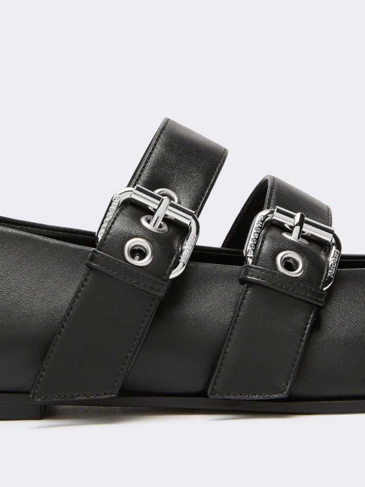 [オブロ] カーフレザー バレリーナ シューズ - BLACK - Max Mara - 4