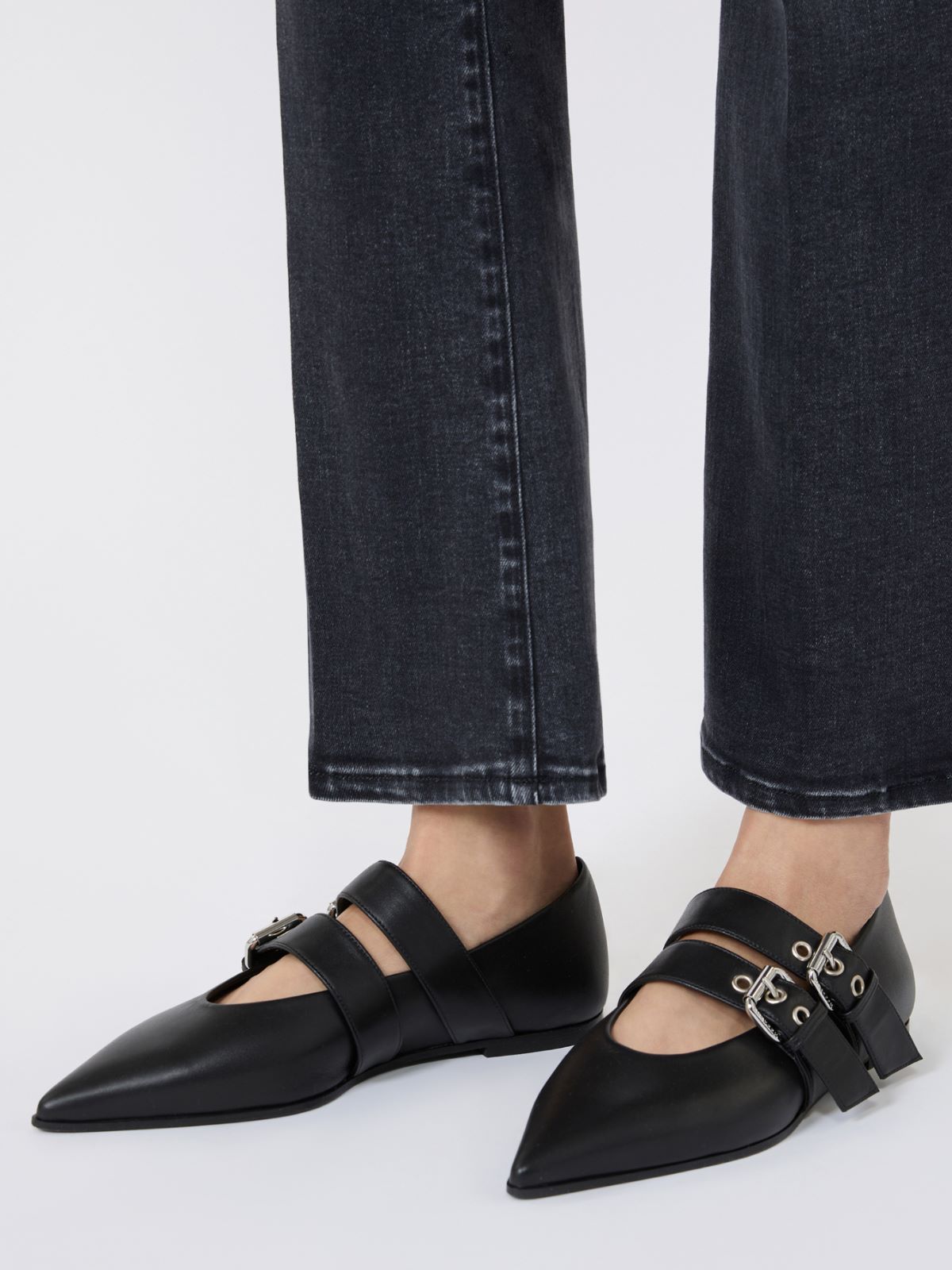 [オブロ] カーフレザー バレリーナ シューズ - BLACK - Max Mara - 5
