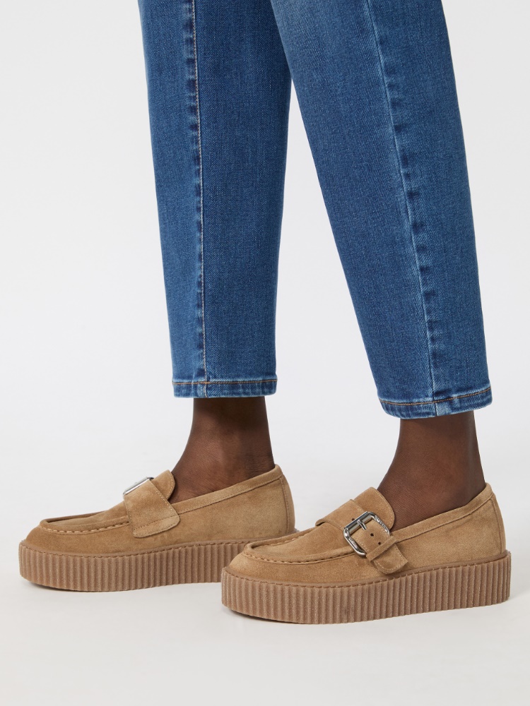 Split-leather loafers - HONEY