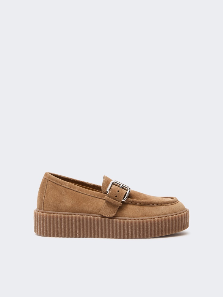 Split-leather loafers - HONEY