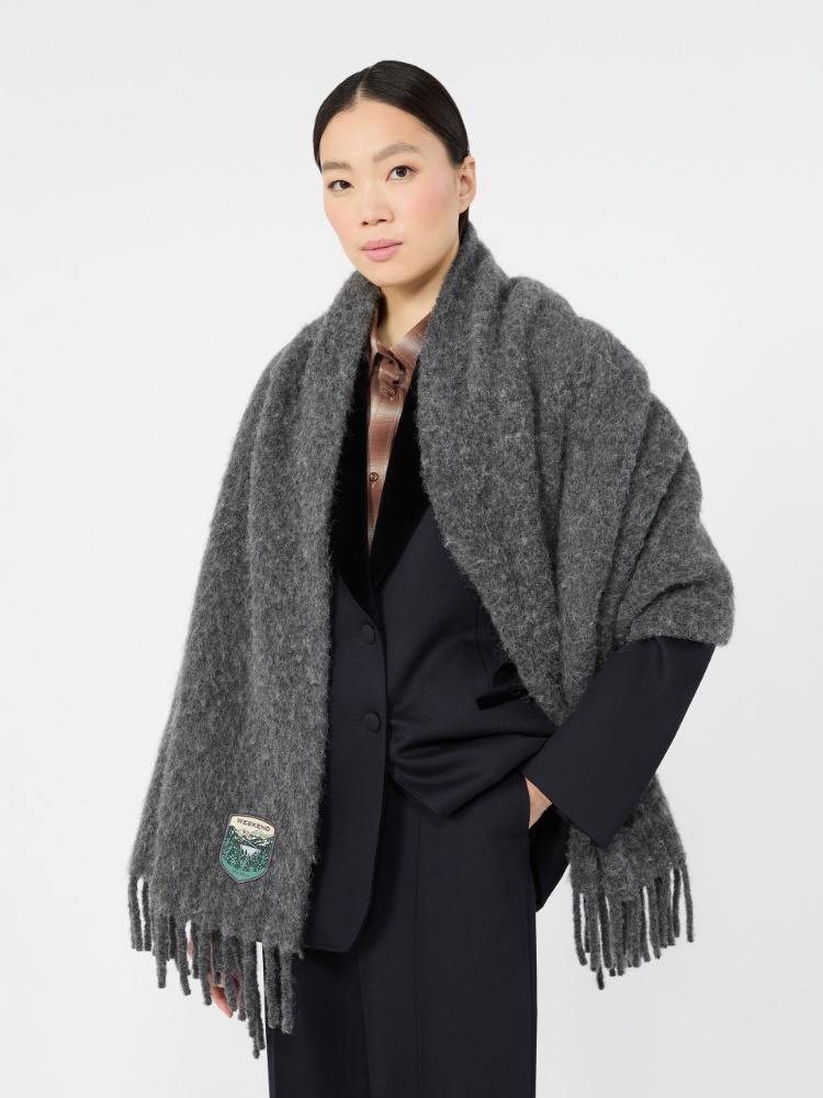 Alpaca and wool stole - MEDIUM GREY