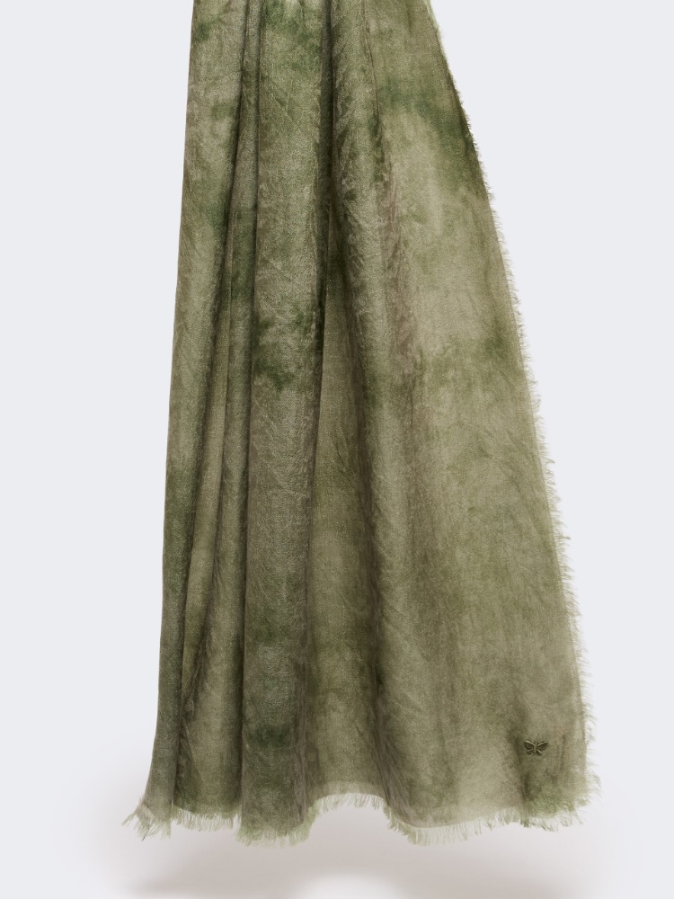 Jacquard wool stole - OLIVE GREEN