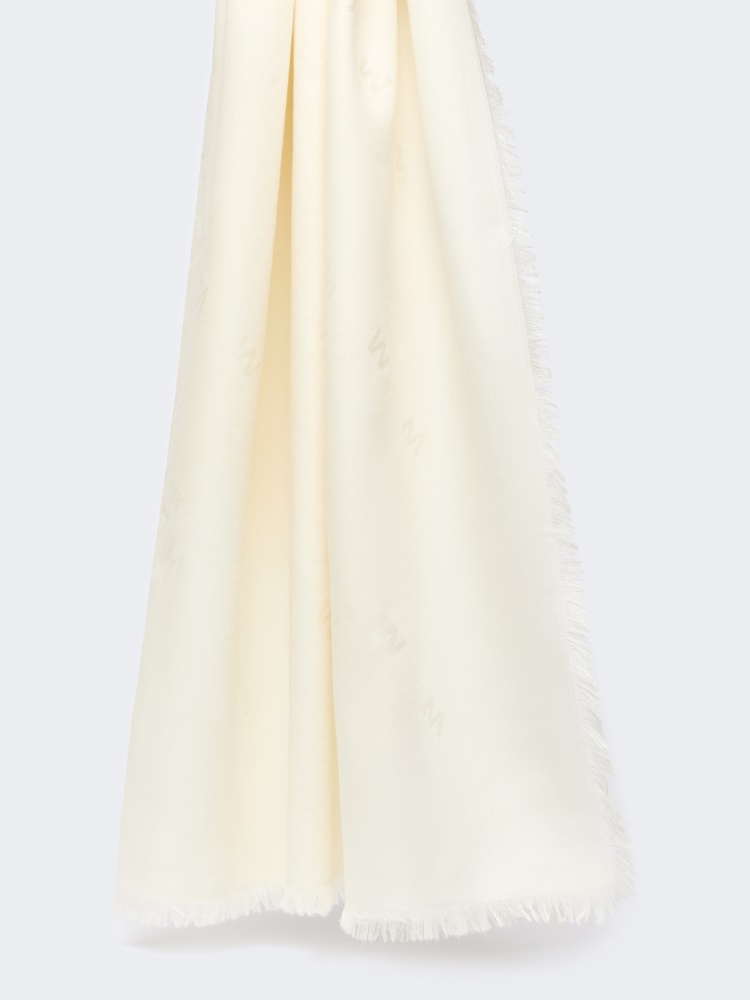 Jacquard wool and silk shawl - WHITE