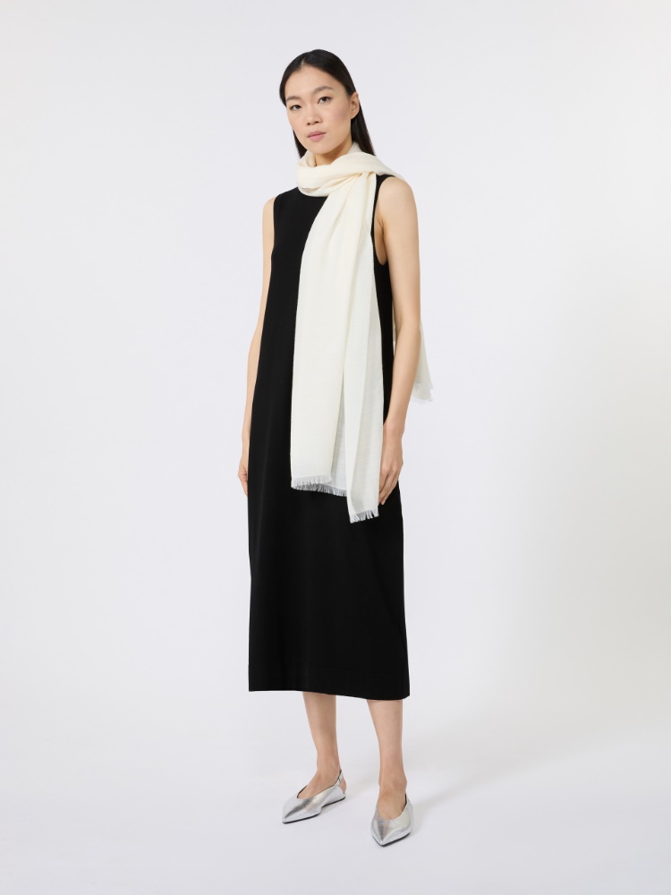 Jacquard wool and modal stole - WHITE