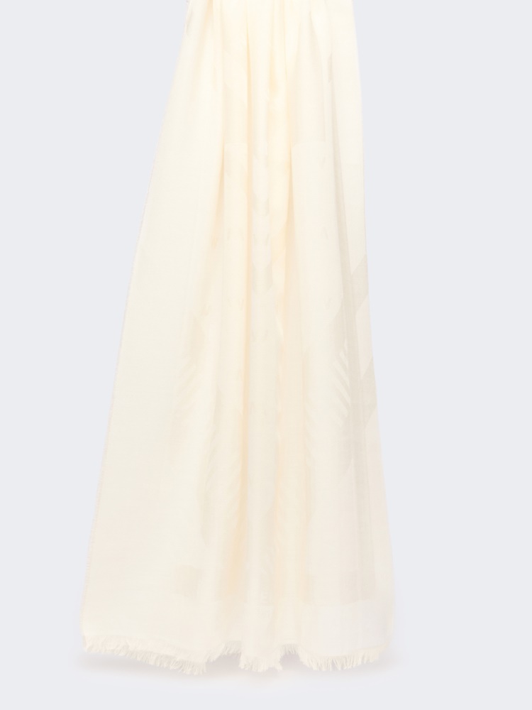 Jacquard wool and modal stole - WHITE - 1