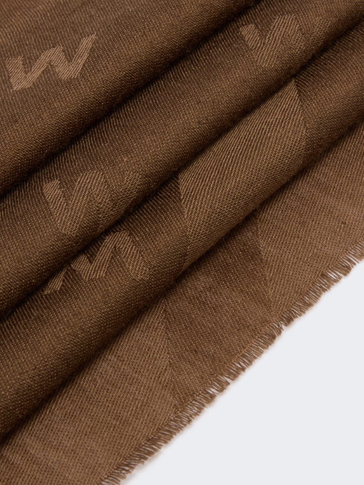 Jacquard wool and modal stole - CHOCOLATE - 3