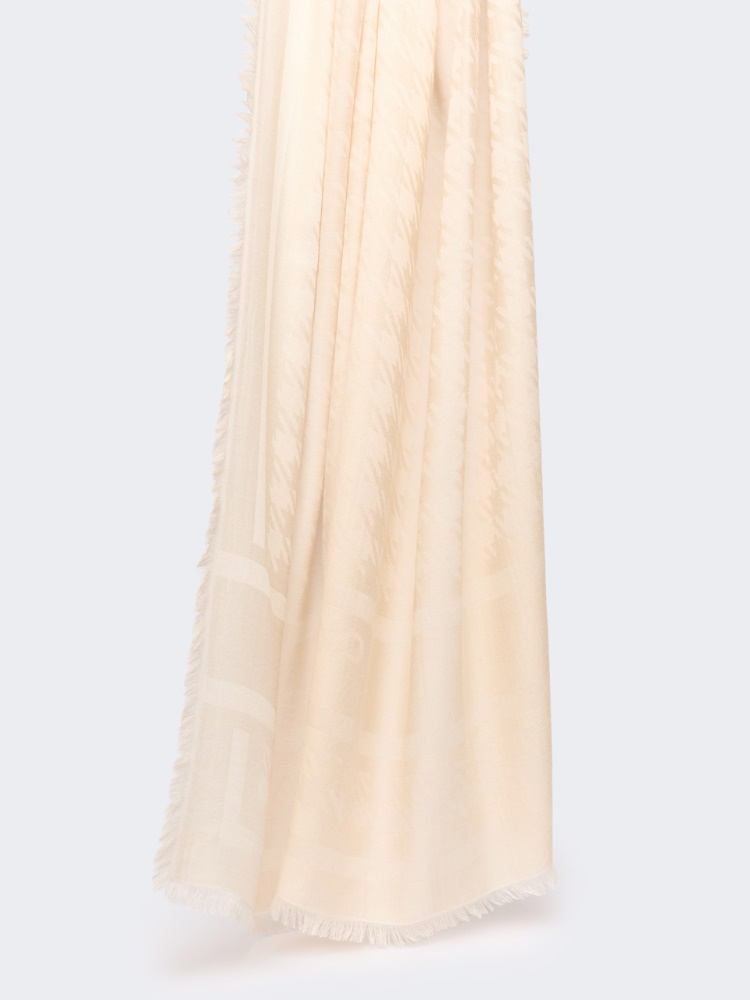 Jacquard shawl in modal, viscose and wool - BEIGE