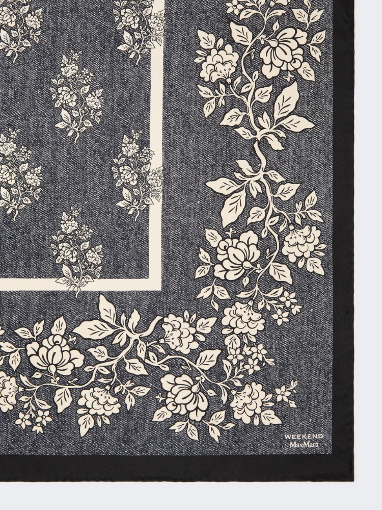 Printed silk twill scarf - MIDNIGHTBLUE - 2