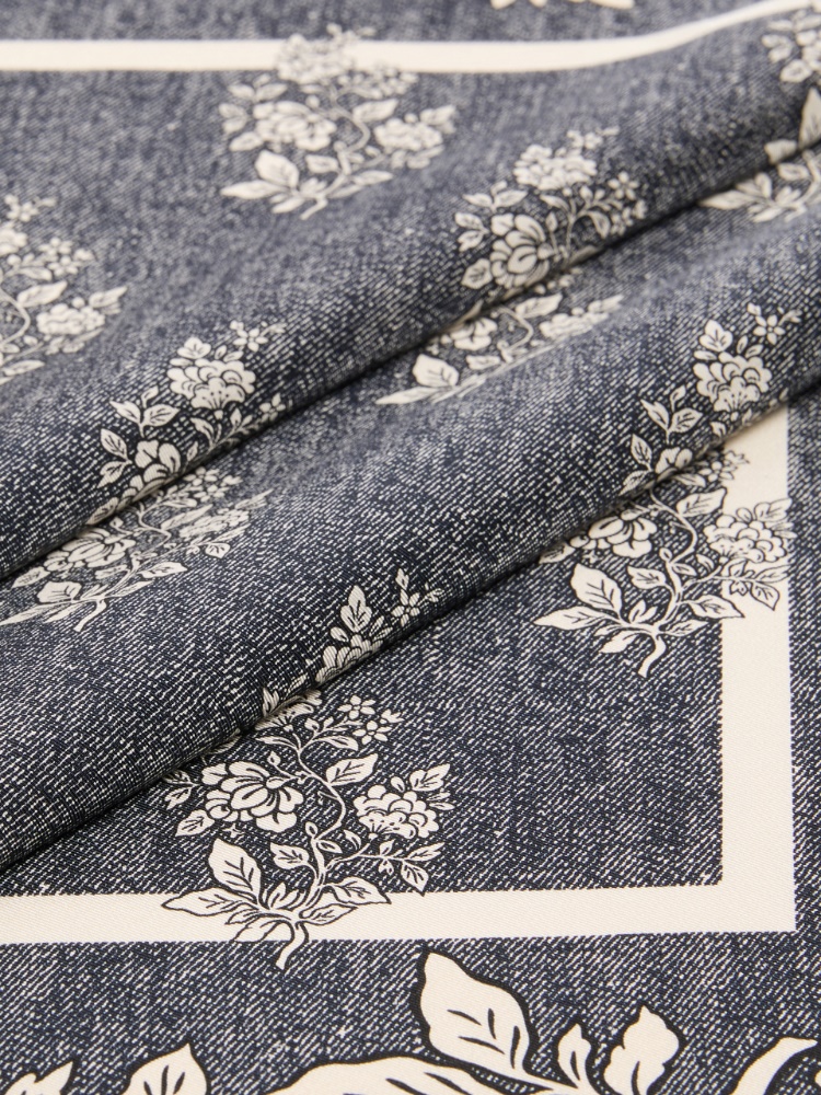 Printed silk twill scarf - MIDNIGHTBLUE - 3