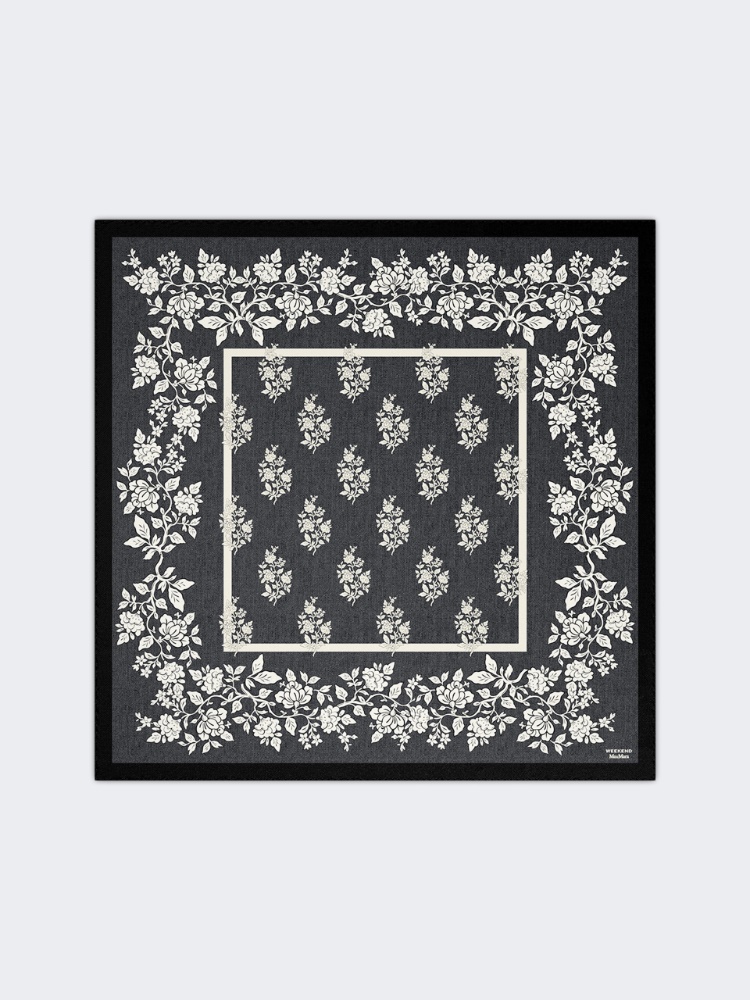Printed silk twill scarf - MIDNIGHTBLUE