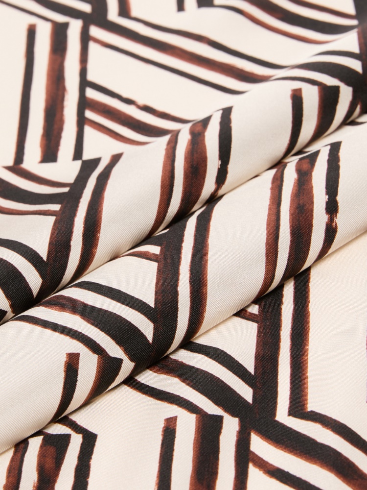 Printed silk twill scarf - CHOCOLATE - 3
