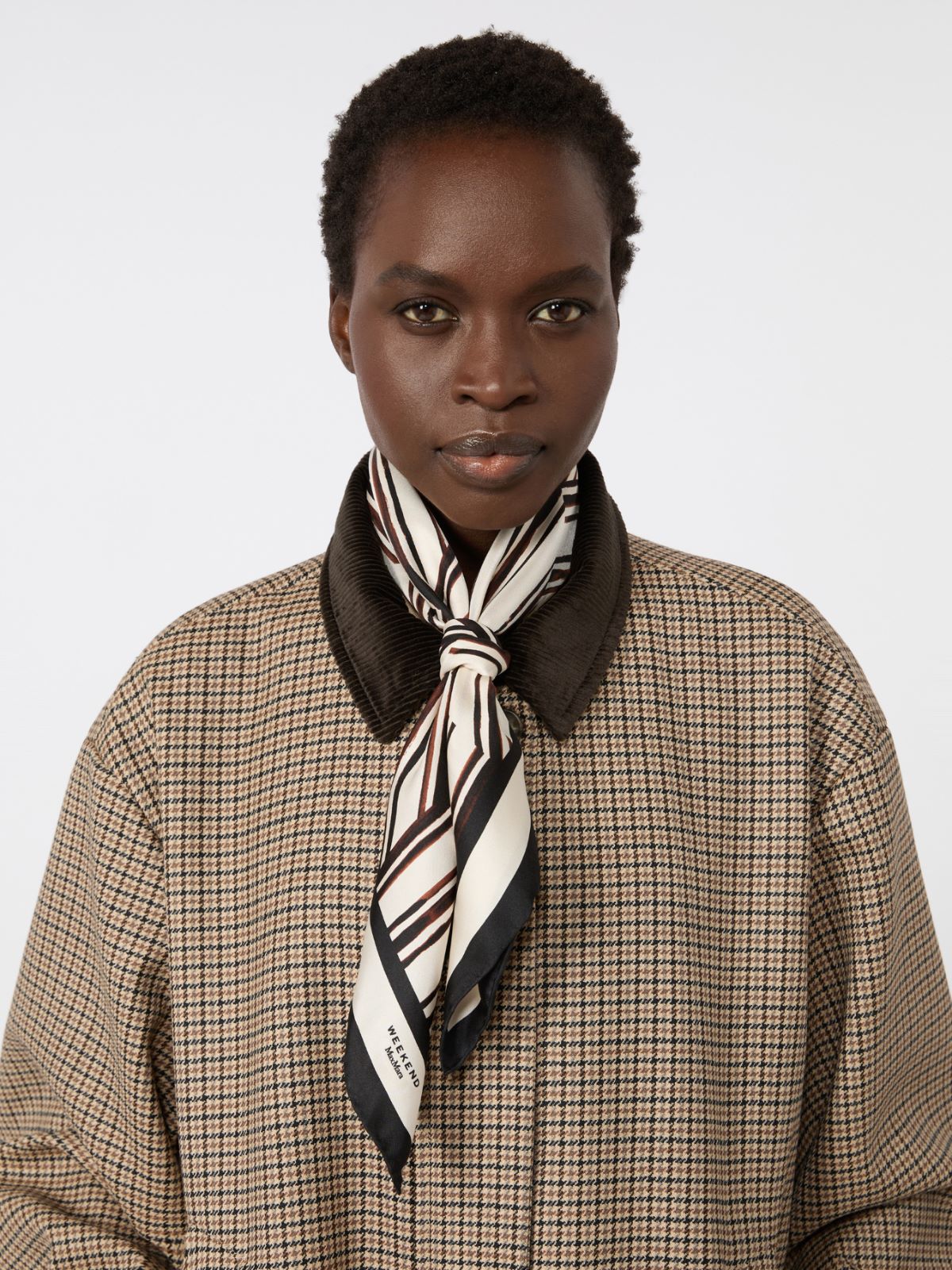 Printed silk twill scarf + CHOCOLATE - Max Mara