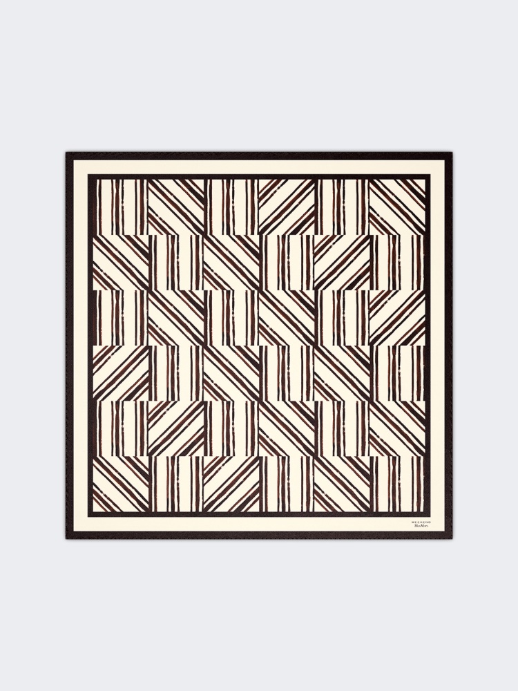 Printed silk twill scarf - CHOCOLATE - 1