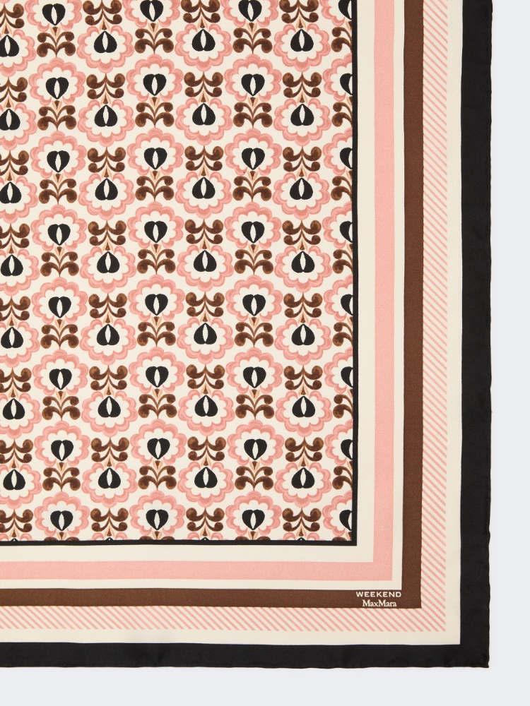 Printed silk foulard - IVORY - 2