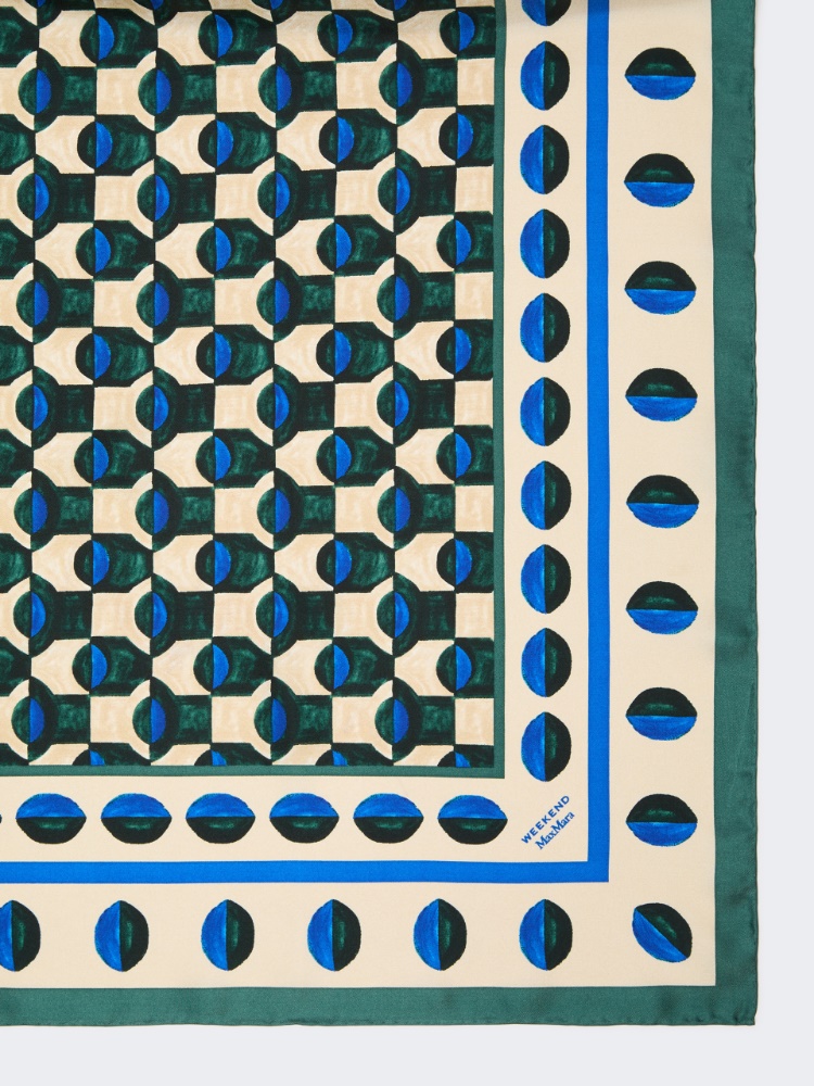 Printed silk foulard - DARK GREEN - 2