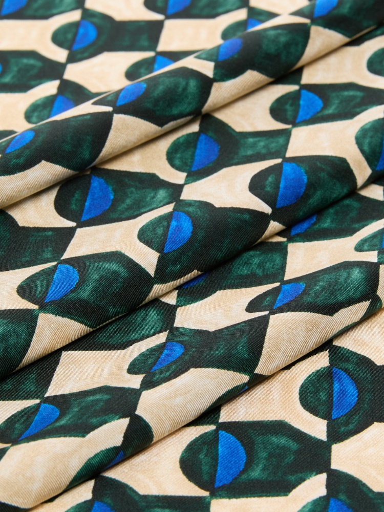 Printed silk foulard - DARK GREEN - 3