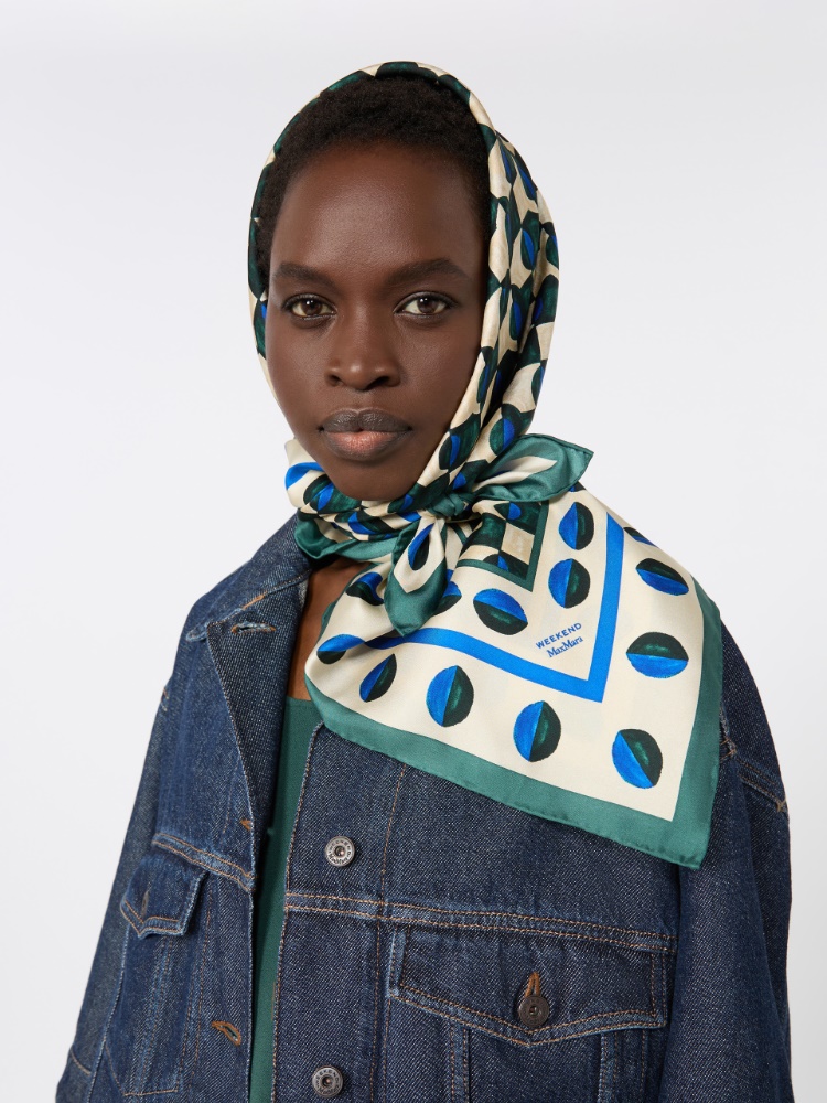 Printed silk foulard + DARK GREEN - Max Mara