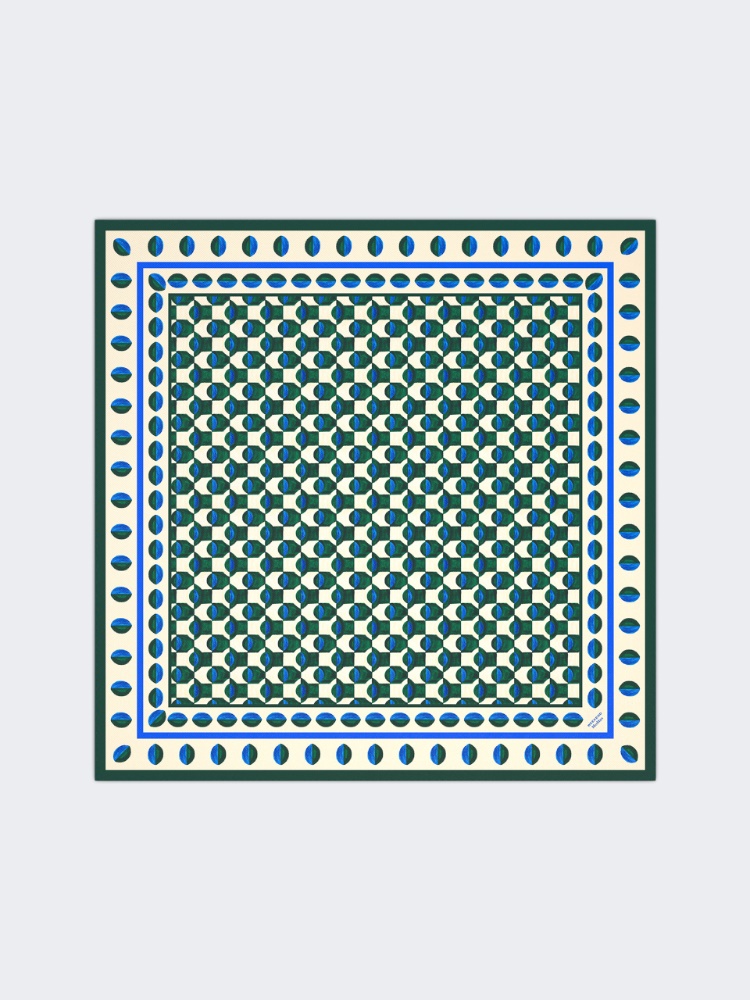 Printed silk foulard - DARK GREEN - 1