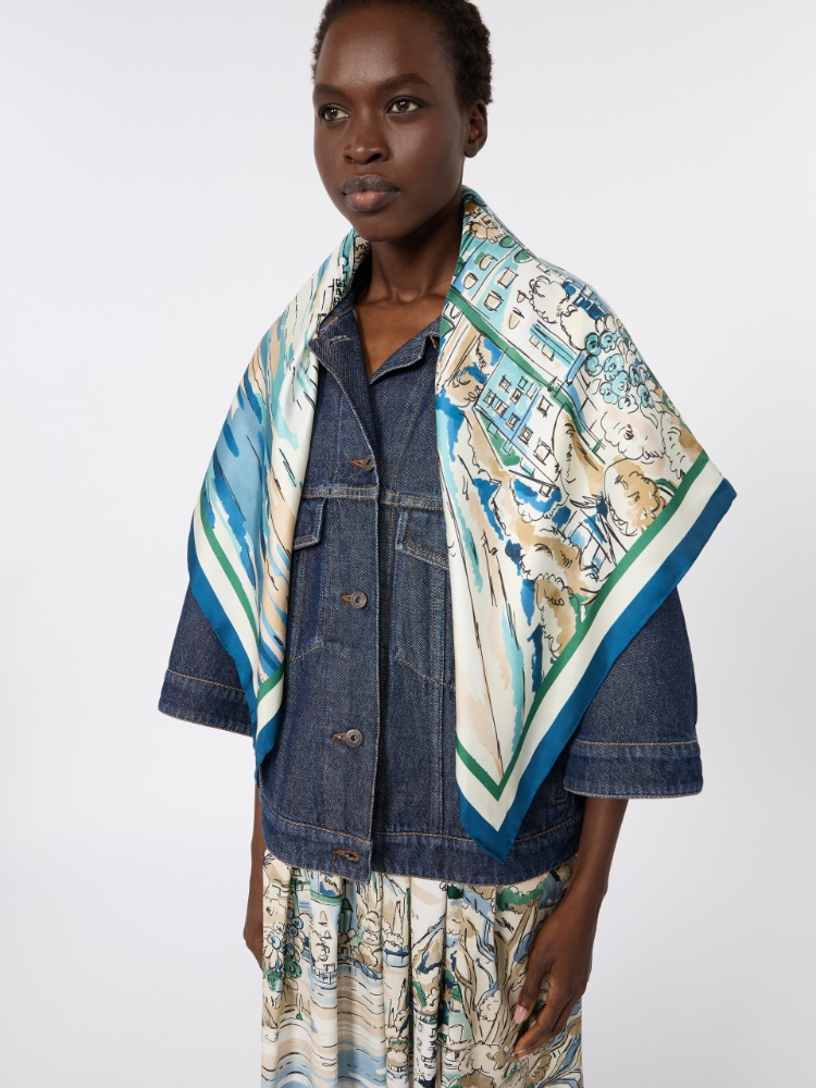 Foulard en soie imprimée + BLEU DE CHINE - Max Mara