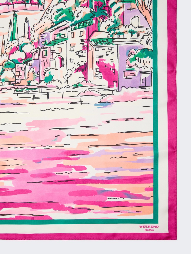Printed silk foulard - PINK - 2