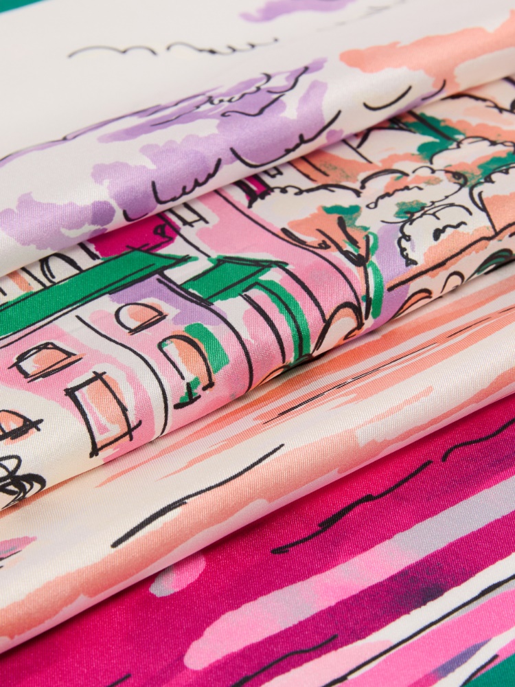Printed silk foulard - PINK - 3