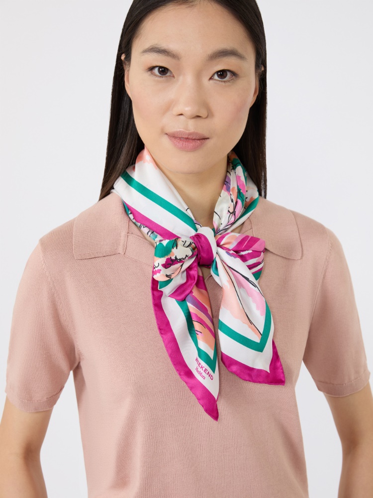 Printed silk foulard - PINK