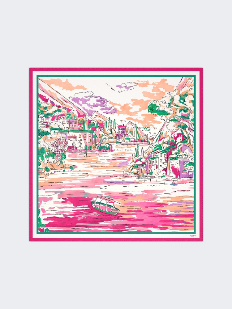 Printed silk foulard - PINK - 1