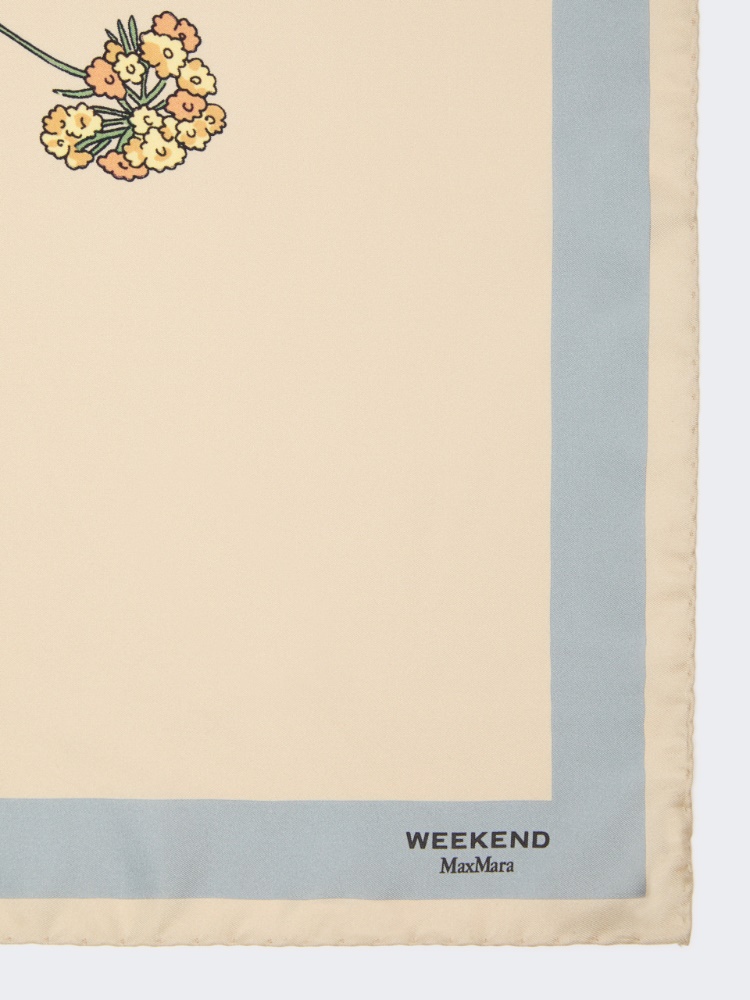 Patterned silk twill foulard - BEIGE - 2