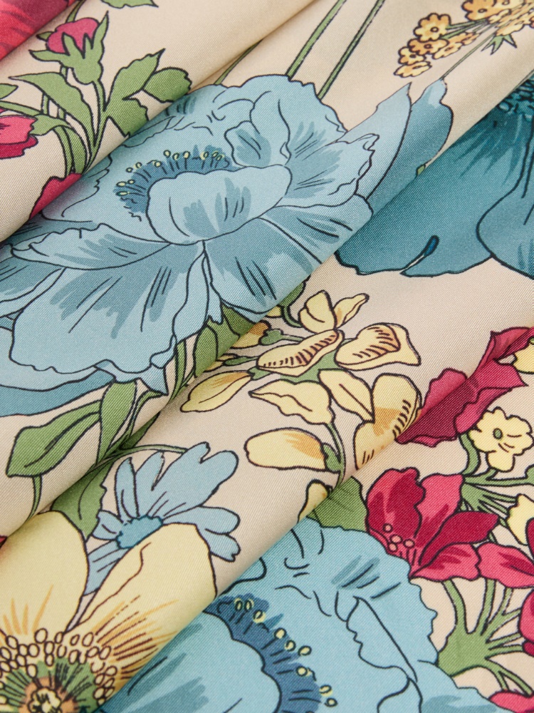 Patterned silk twill foulard - BEIGE - 3