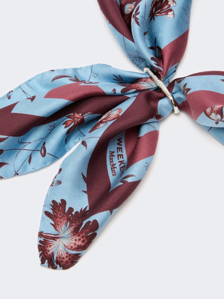 Foulard in twill di seta fantasia - AZZURRO - 4