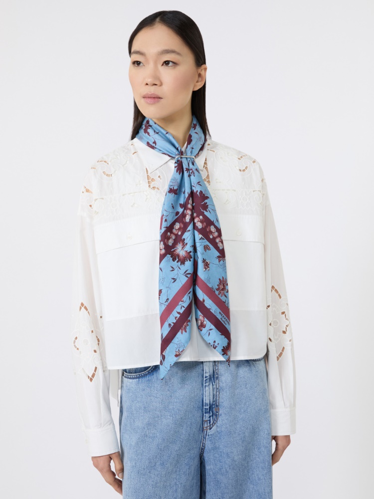 Foulard in twill di seta fantasia + AZZURRO - Max Mara