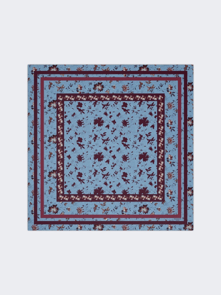 Patterned silk twill foulard - LIGHT BLUE