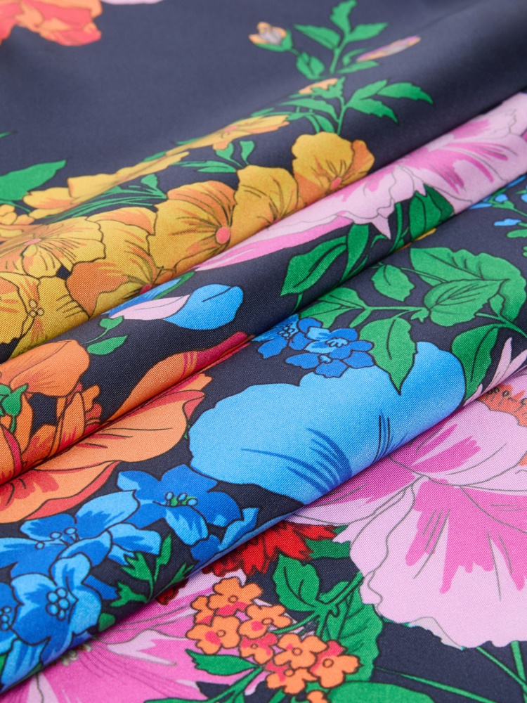 Foulard in twill di seta fantasia - BLU NOTTE - 3