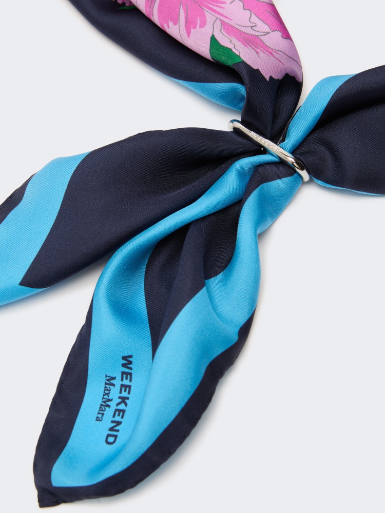 Foulard in twill di seta fantasia - BLU NOTTE - 4