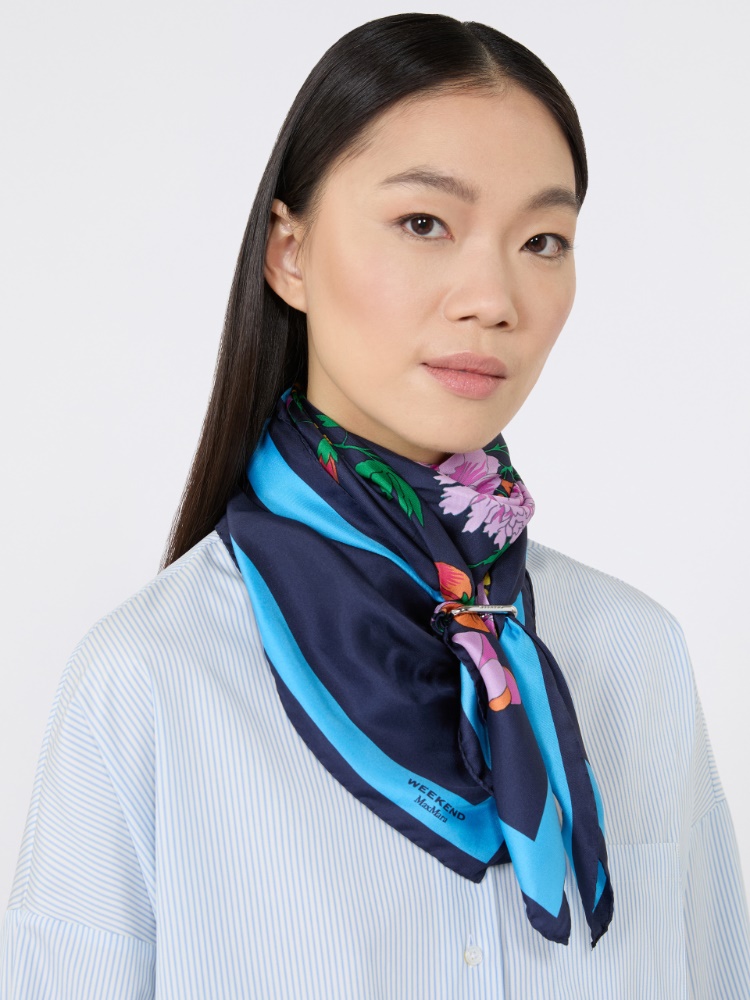 Foulard in twill di seta fantasia + BLU NOTTE - Max Mara