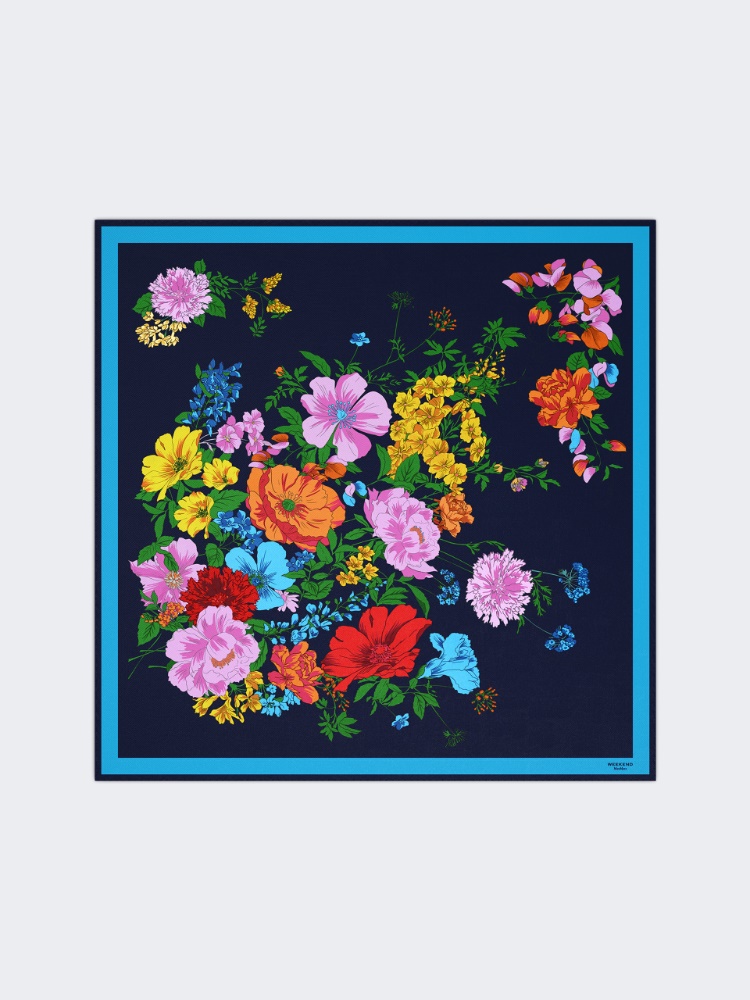 Foulard in twill di seta fantasia - BLU NOTTE - 1