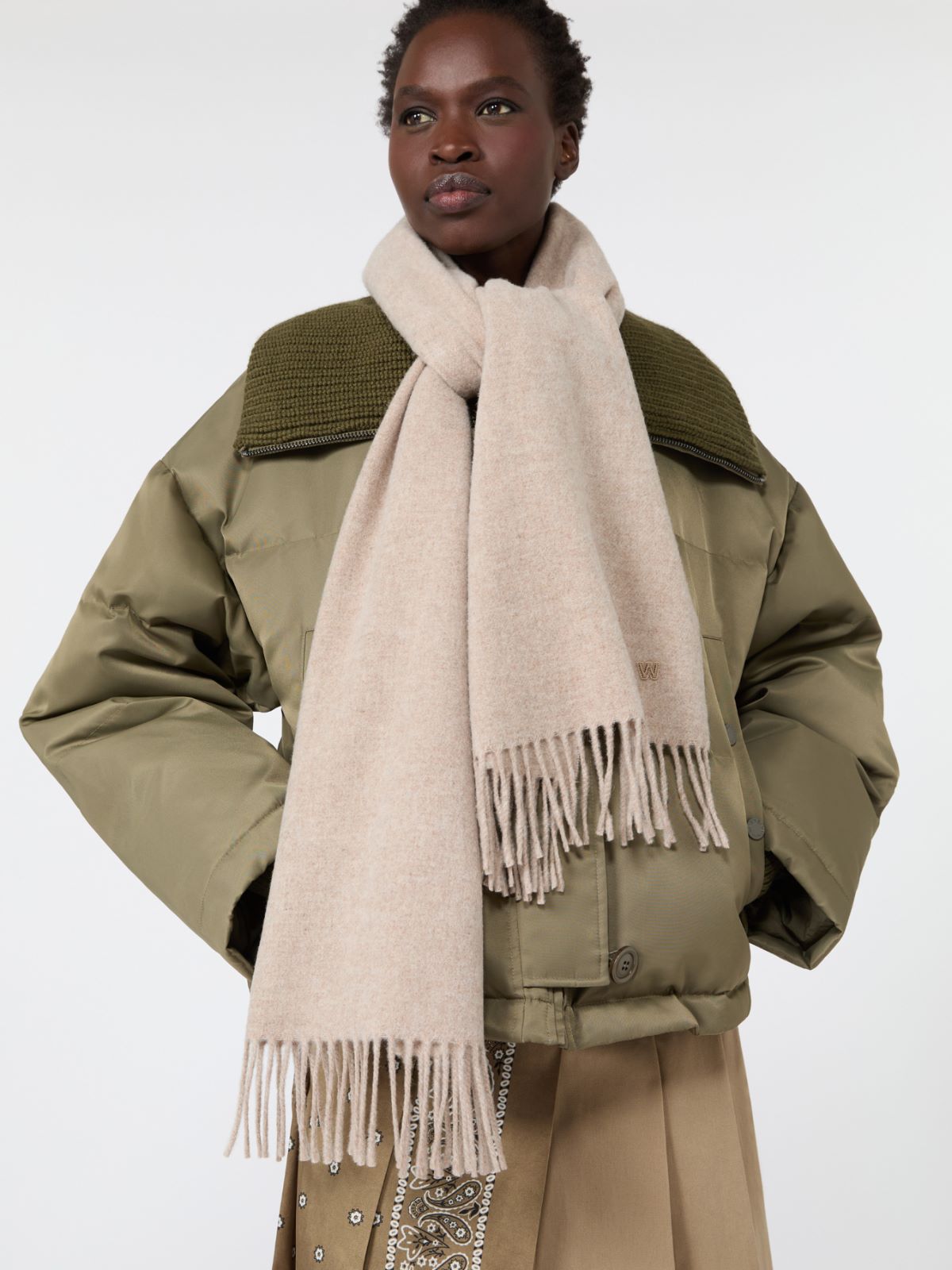 Plain wool stole - BEIGE
