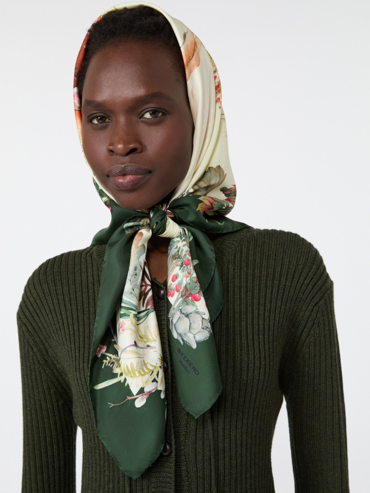 Printed silk oversized scarf - CAMEL - Max Mara - 4