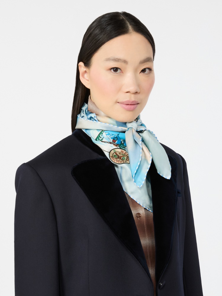 Printed silk oversized scarf - LIGHT BLUE - Max Mara - 4