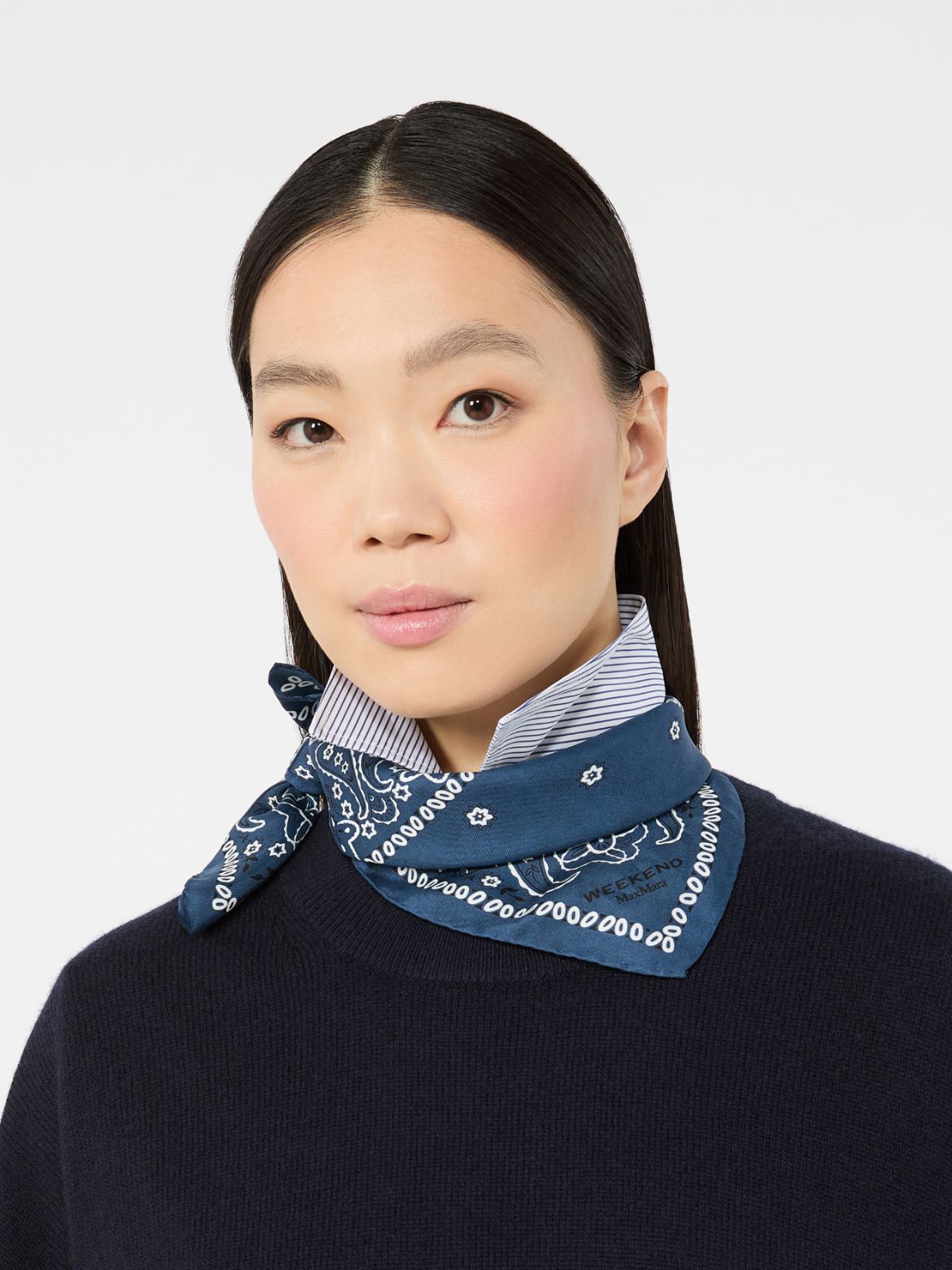 Bandanna print silk foulard + MIDNIGHTBLUE - Max Mara
